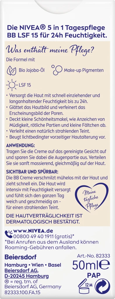 NIVEA BB 5in1 Tagespflege Heller Hauttyp LSF15 4 NIVEA BB 5in1 Tagespflege Heller Hauttyp LSF15 – Bild 2